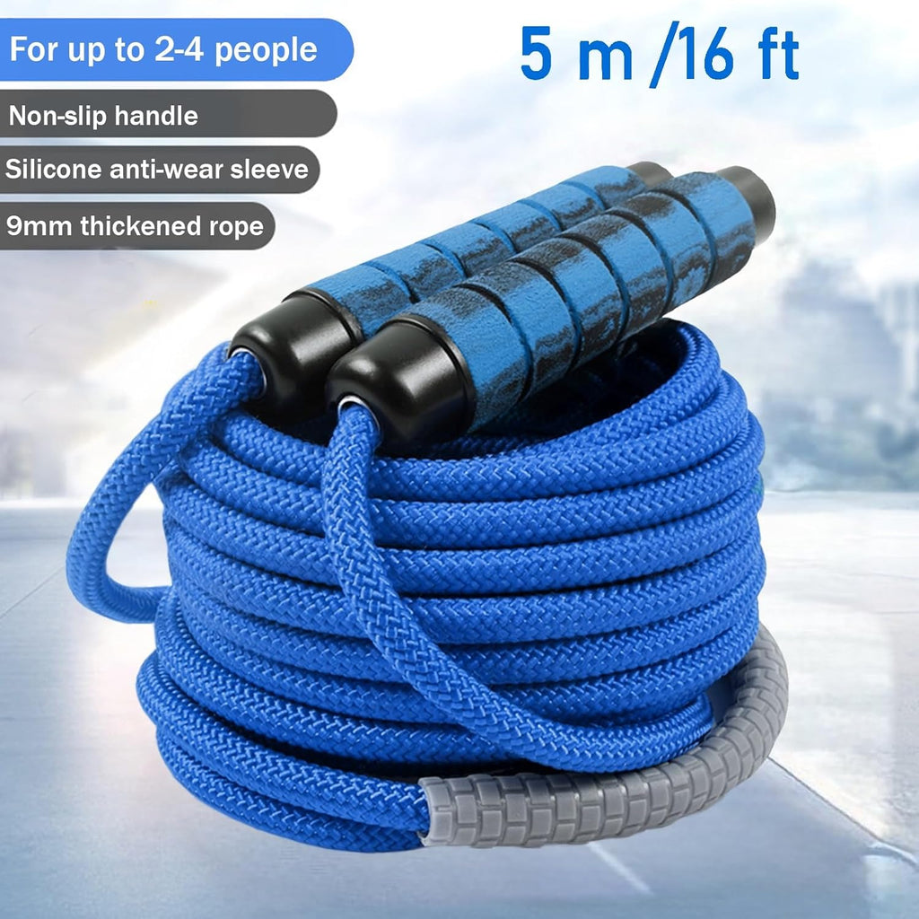 Skiennix 16 FT Long Jump Rope - Adjustable Double Dutch Skipping Rope for Kids & Adults | Blue