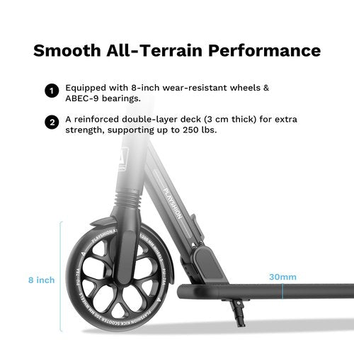 Playshion Kik Scooter for Kids Ages 6+,Teens & Adults,Lightweight,Foldable,with Adjustable Handlebar, Black