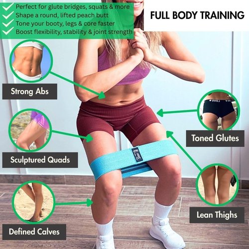 ANIQ® Fabric Resistance Bands - Non-Slip Booty Bands Set for Legs & Butt - 3 Levels for Squats & Glutes
