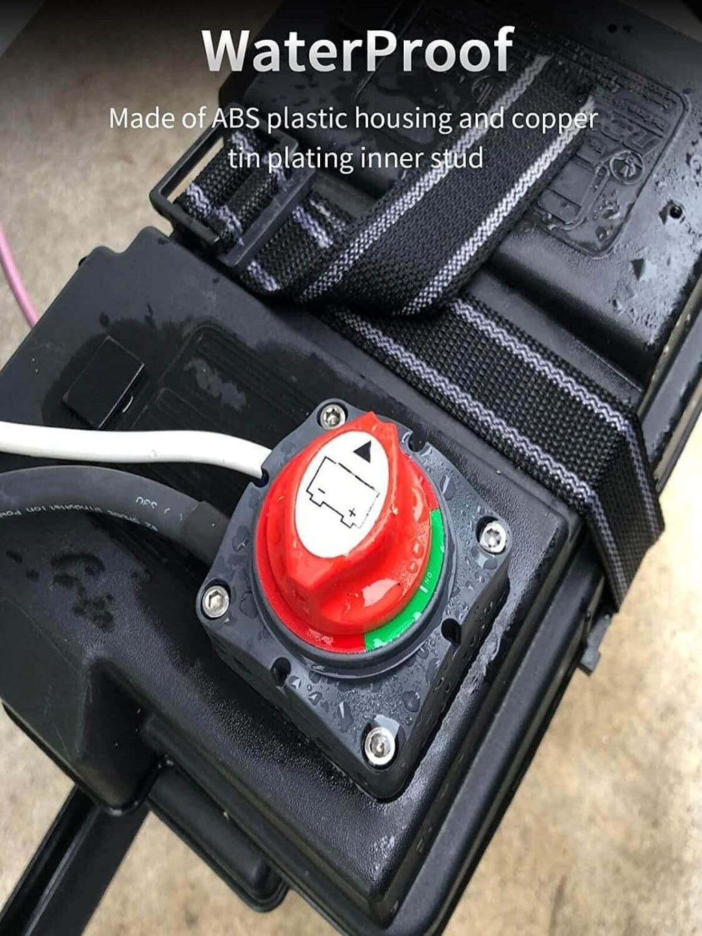 SUNMORN Battery Disconnect Switch - Heavy Duty 12V Master Isolator with 1.64FT Cables for RVs & Boats