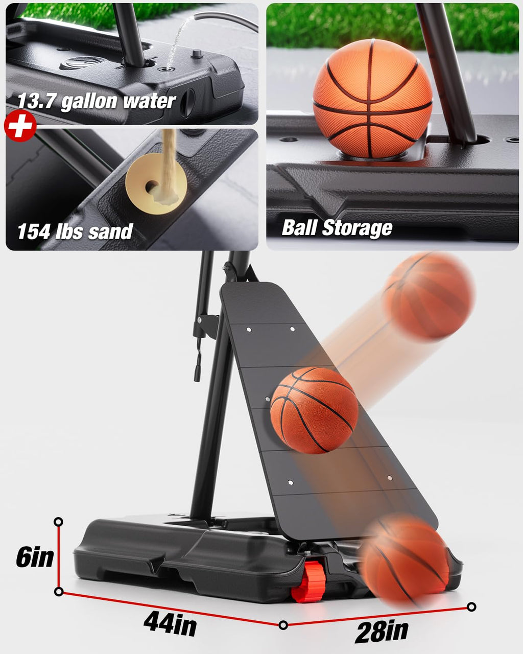 Mayfire Basketball Hoop Outdoor 10 FT Height Adjustable, Portable Basketball Goals Systems with 45" Backboard for Youth Adults Kids - Backyard, Driveway, Indoor Play