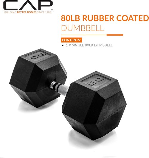 CAP Barbell Coated Hex Dumbbell - Durable Weight Options from 10 to 120 lbs | Versatile Fitness Gear