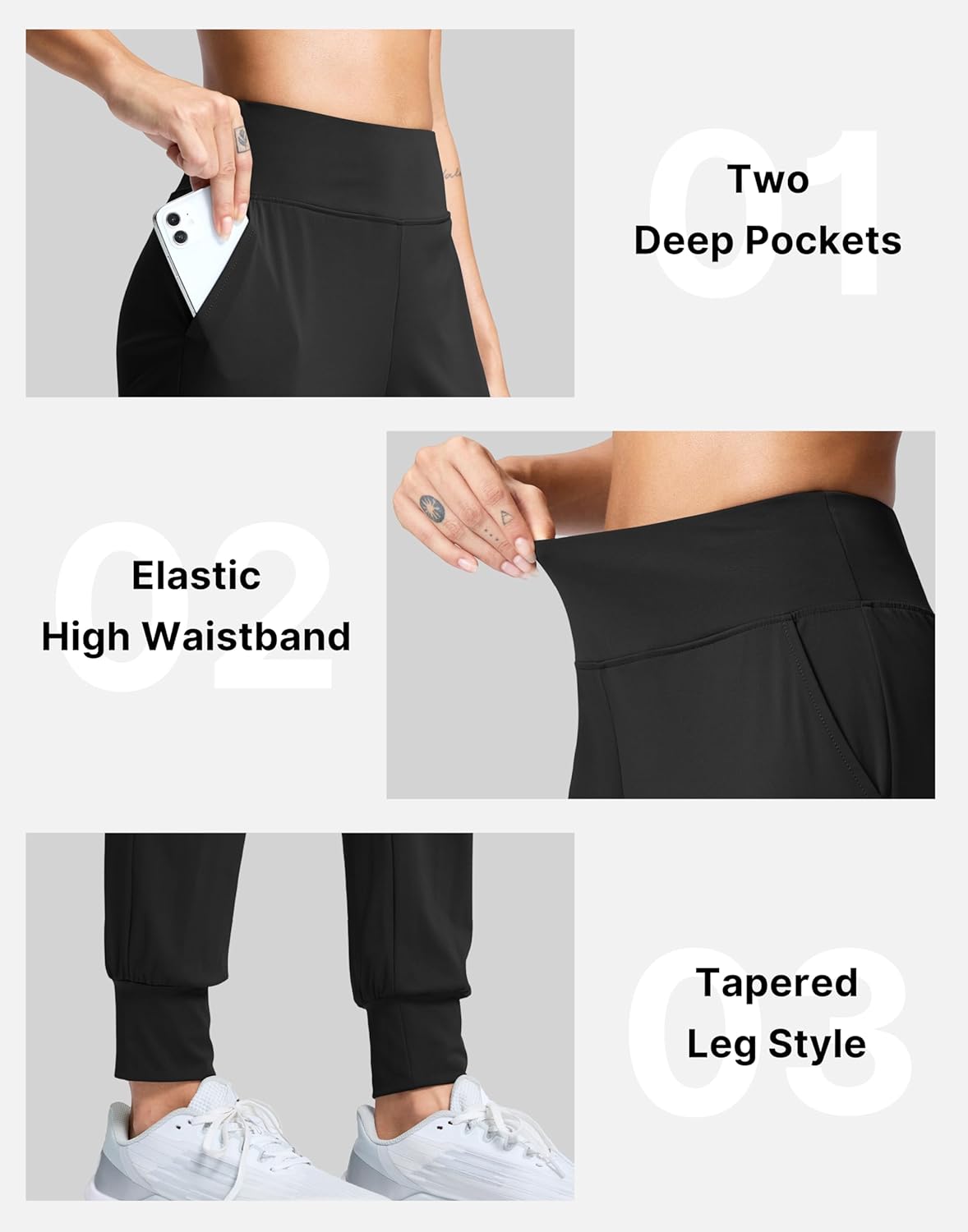 SANTINY Women's Joggers - Lightweight High Waisted Athletic Pants with Pockets | Perfect for Gym & Travel