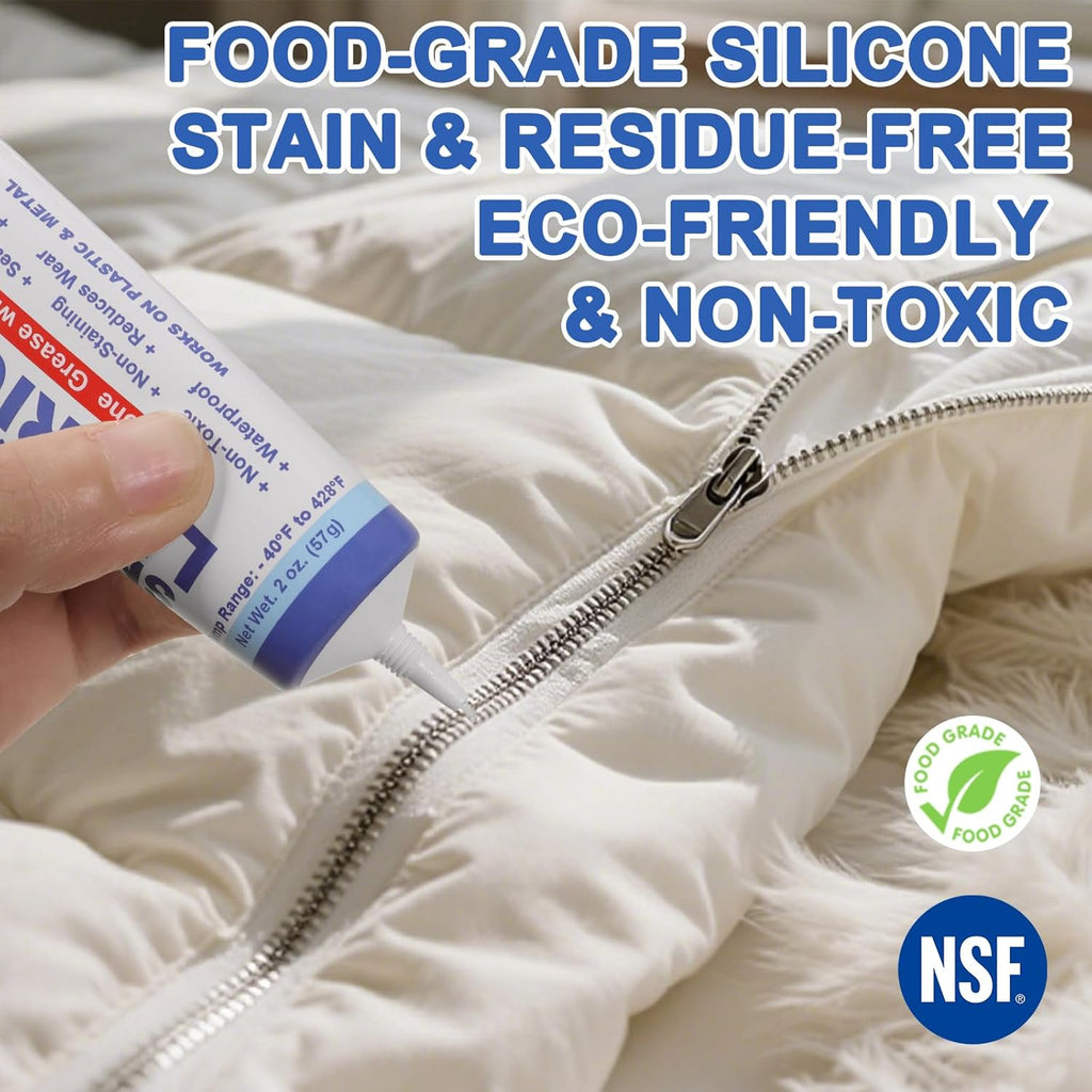 Zipper Ease | Silicone Grease Lubricant for Plastic & Metal Zippers - 2 Oz Marine Grade