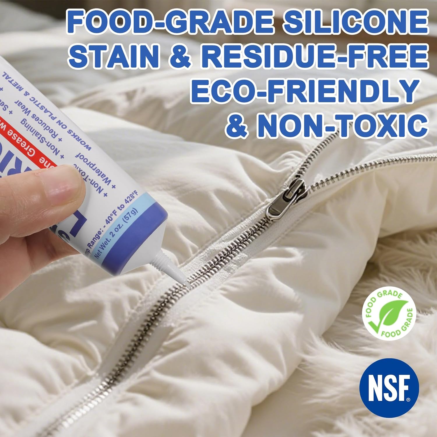 Zipper Ease | Silicone Grease Lubricant for Plastic & Metal Zippers - 2 Oz Marine Grade