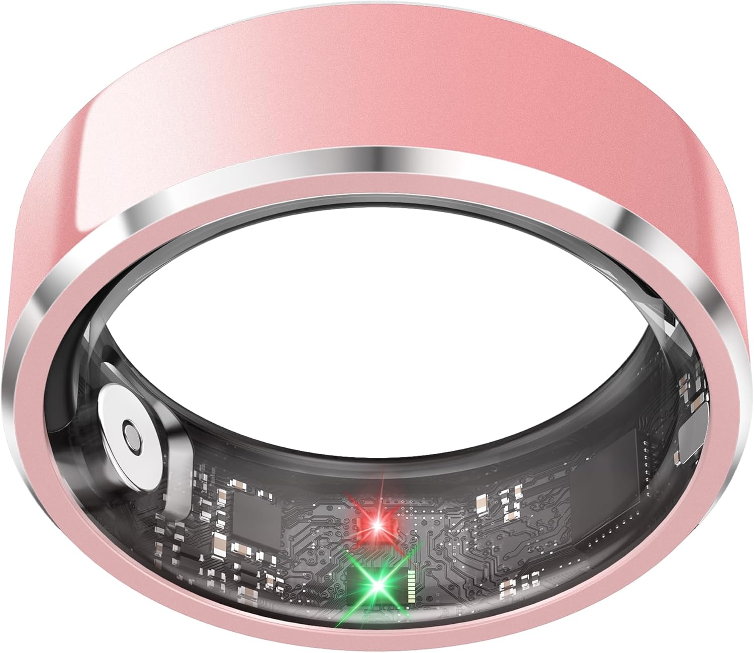 Skiennix Smart Ring - Fitness & Activity Tracker with Heart Rate Monitor | IP68 Waterproof, Pink Size 8