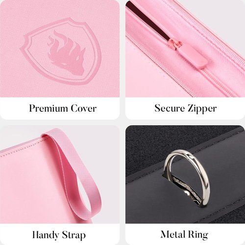 Fabmaker 9 Pocket Card Binder - Premium PU Cover Holds 756 Cards | Portable Black Album for Trading & Sports Cards