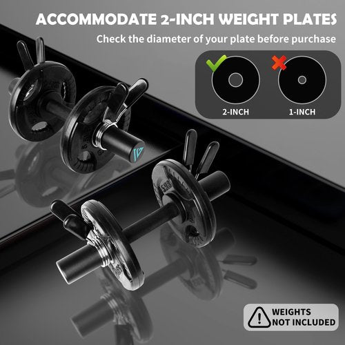 16" Olympic Dumbbell Handle, Dumbbell Bar for 2-inch Olympic Weight Plates, Loadable Dumbbells for Home Gym Strength Training, 2 Pair of Spring Collars Included