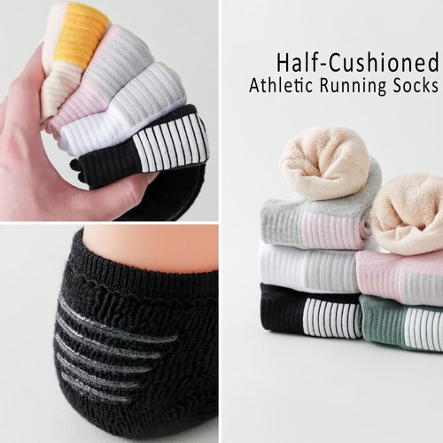 EPEIUS No Show Socks for Women - Cushioned Athletic Ankle Footies | 3/6 Pairs, Non-Slip Design