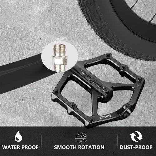 Mountain Bike Pedals, Large Size Aluminum Alloy Body with Boron Steel Spindle, Equipped with DU Bearings, Ideal for Road Mountain BMX MTB Bike