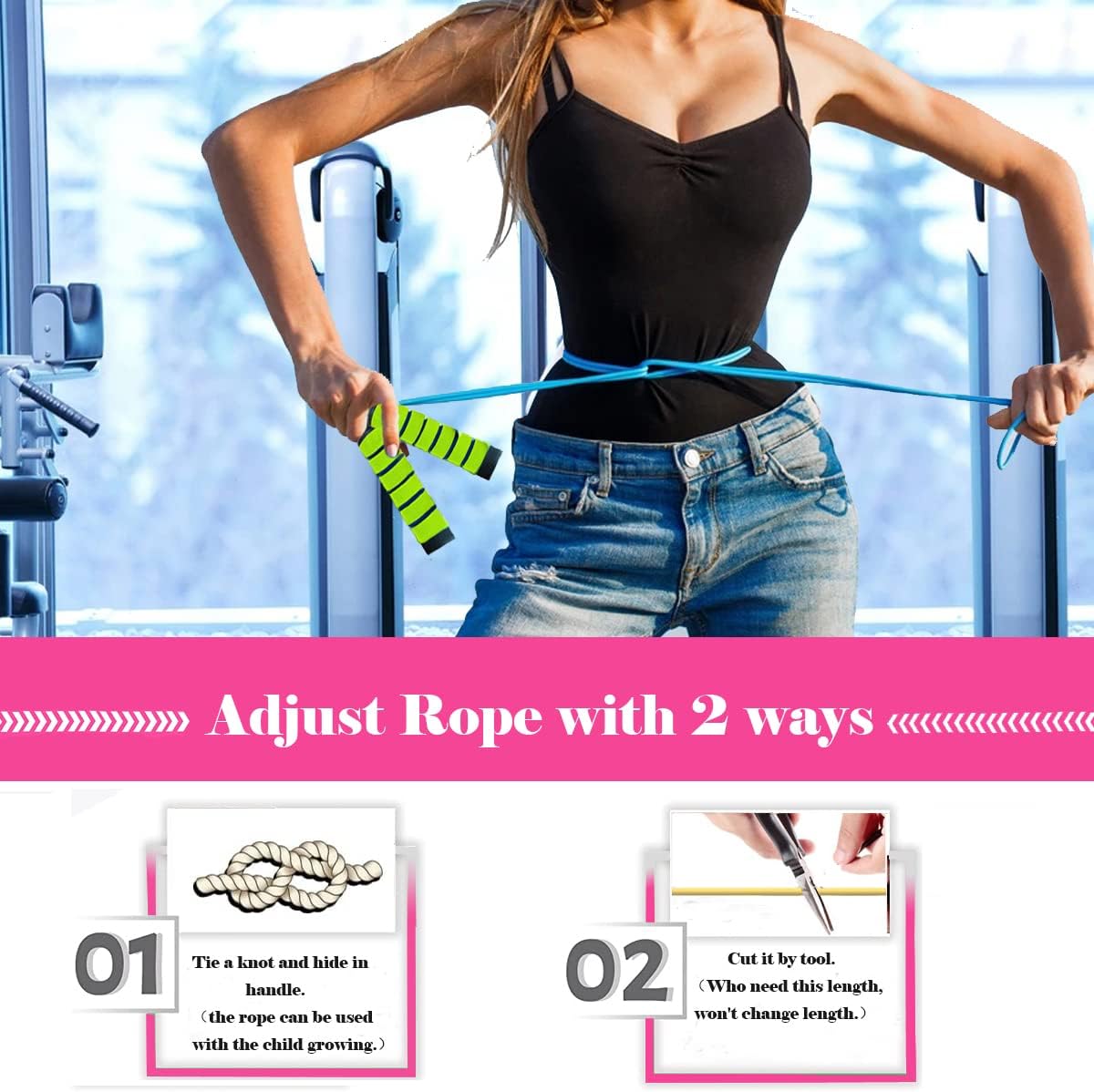 Ponydash Jump Rope - Adjustable & Durable 2-Pack Fitness Jump Ropes for Kids & Adults | Foam Grip Handles