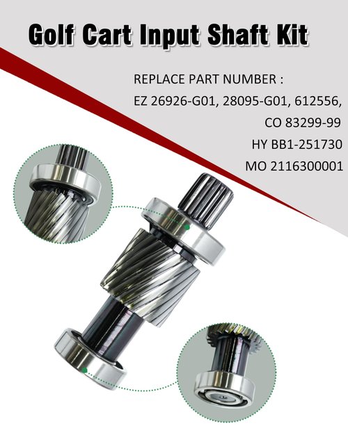 YEBOOCA Golf Cart Input Shaft Kit Compatible with EZGO Marathon 1988-1994 & TXT & Medalist 1994-up Electric Models, 19 Splines/21 Tooth, 1.5'' Diameter Gear, Replaces # 26926-G01,28095-G01,612556