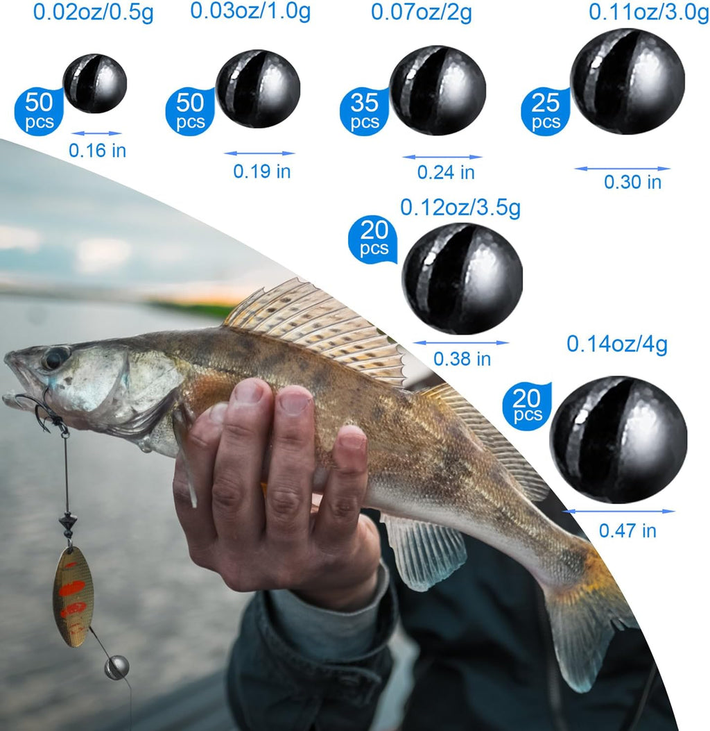 SANWEAL Fishing Weights Sinkers - Premium Split Shot in 120PCS/200PCS - Round Removable in 5/6 Sizes