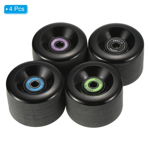 PATIKIL 65mm 78A Longboard Wheels with ABEC-11 Bearings, 4 Pack Soft Cruiser Wheels Street Wheels for Skateboards Skateboard Wheel PU Frosted, Black