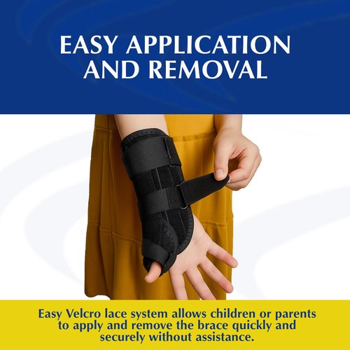 Brace Direct Pediatric Thumb Spica Wrist Splint for Kids - Childrens Thumb Immobilizer for Sprains, Tendonitis, Carpal Tunnel, Juvenile Arthritis (Child: Right Wrist 3-5" Circ)