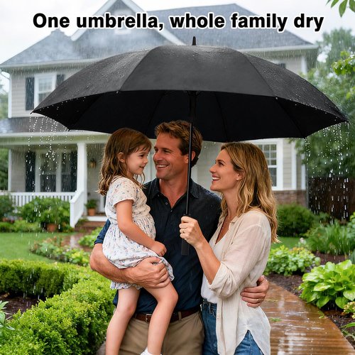 TOPSAIL Fast Drying Heavy Duty Windproof Large Umbrella for Rain & Sun, Big Automatic Open Golf Umbrellas Wind Resistant, 57 Inch Extra Large Oversized Stick Umbrella for 2 Persons-Black