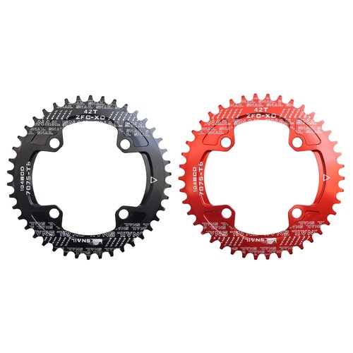 DJC Bike Chainring 104BCD Round 30t 32t 34t 36t 38t 40t 42t 44t 46t 48t 50t 52t Tooth Narrow Wide 7/8/9/10/11/12 Speed Ultralight MTB Mountain Bike 104 BCD Chainwheel,01# Round Black,42T