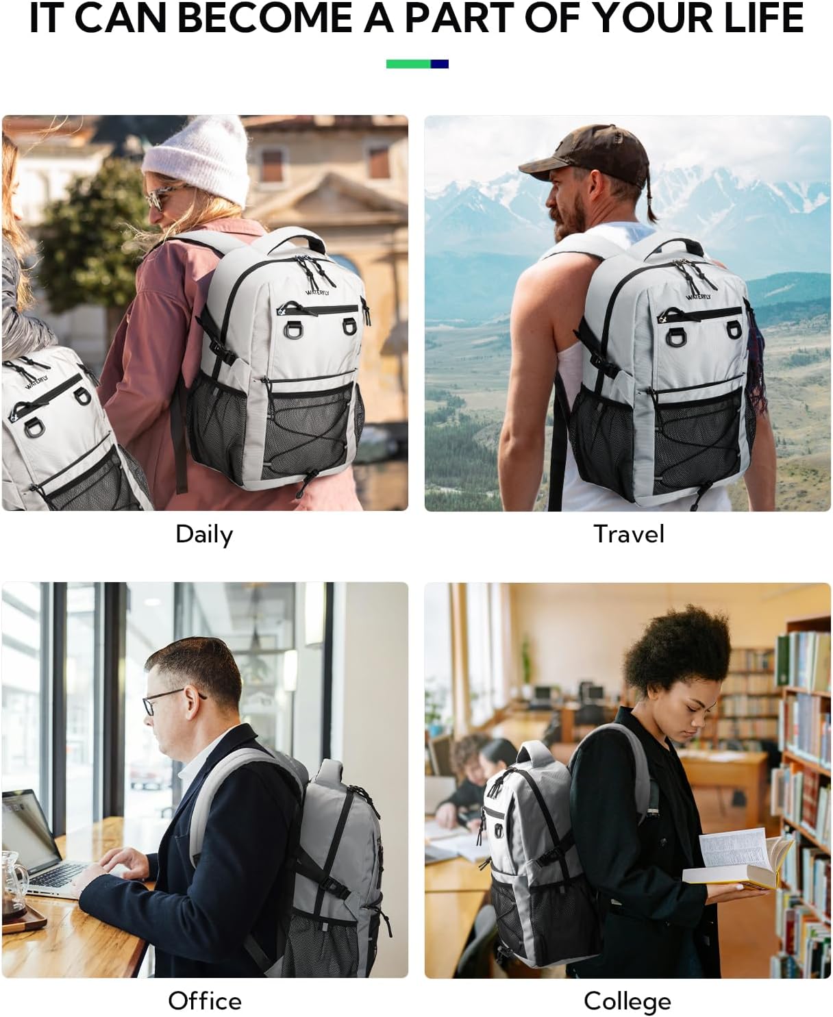 WATERFLY Lightweight 22L Travel Hiking Backpack - Versatile Outdoor Daypack for Men & Women