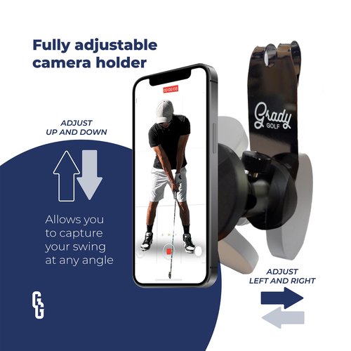 Golf Phone Holder – Fully Adjustable Golf Swing Camera Mount | Converts Any Bag into a Golf Phone Tripod | MagSafe-Compatible for Easy, Clamp-Free Setup | Golf Bag Magnetic Plate Included