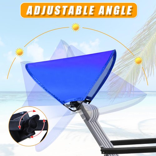 Atvkov Beach Chair Canopy Foldable Chair Umbrella Sun Shade Attachment for Beach Camping Fishing Lounge Tanning Zero Gravity Chair (1)