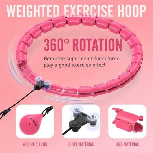 JKSHMYT Weighted Hula Hoop - 47 Inch Infinity Fitness Circle for Weight Loss | 24 Detachable Links, Ideal for Adults and Beginners