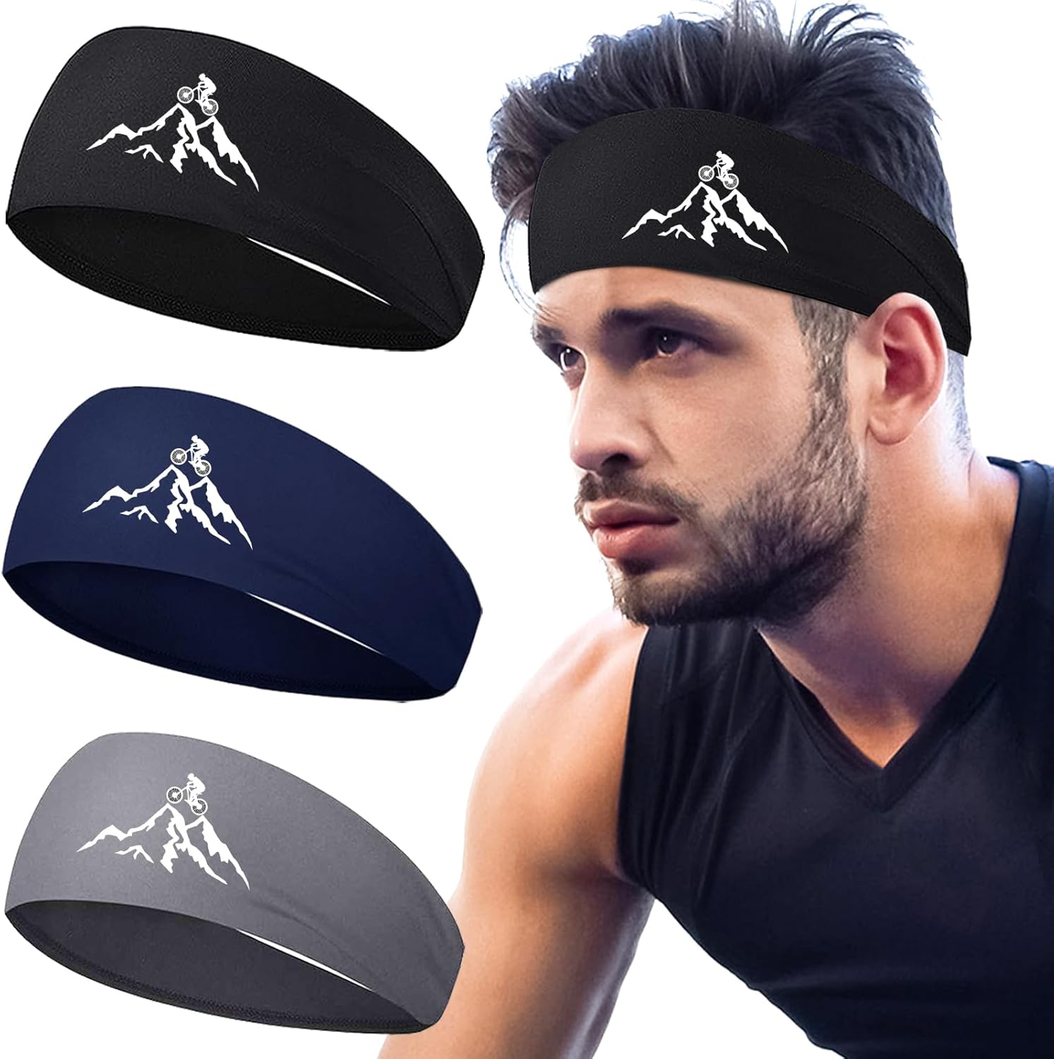 Skiennix Sport Headbands - 3 Pack Cooling Sweat Bands for Men & Women | Perfect for Workouts