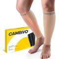 CAMBIVO Calf Compression Sleeve for Women & Men - 20-30mmHg Footless Compression Socks Support for Pain Relief, Varicose Vein (Pure Nude, Large)