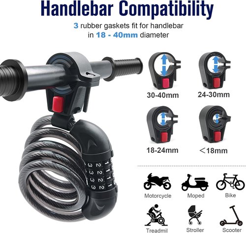 NDakter Bike Lock - 4FT Combination Cable Lock with Mounting Bracket | Ideal Anti-Theft Solution for Bicycles