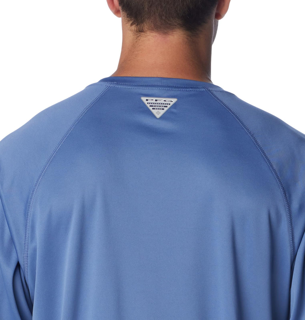 Columbia Men's Terminal Tackle Long Sleeve Shirt, Bluebell/Cool Grey Logo, 3X Tall