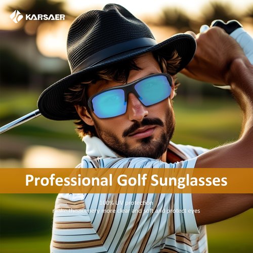 Karsaer Verde Golf Semi-Rimless Ball Finder Sunglasses for Men Women,Golfing,Running,Cycling,Pickleball, UV400 Protection
