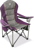 Skiennix High Back Folding Camping Chair - Heavy Duty with Cup Holder & Cooler Bag | Purple