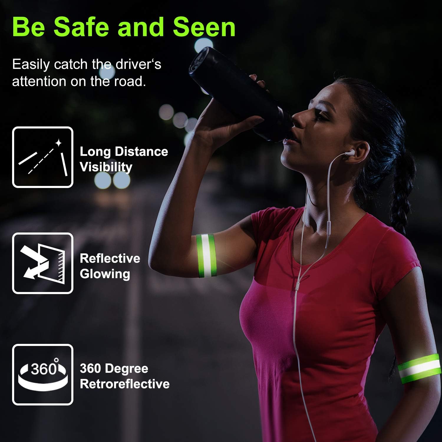 Skylety Reflective Bands - High Visibility Neon Straps for Running, Cycling & Walking | 4 Pieces