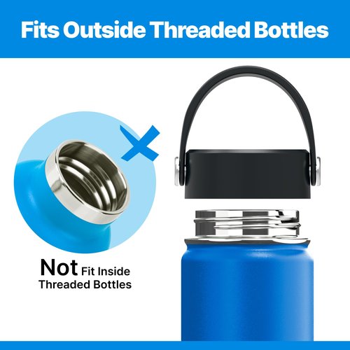 Bluwing Lid for Hydro Flask 32 40 oz Wide Mouth, Replacement Lids for Hydroflask 12 16 18 20 32 40 64oz Wide Mouth Water Bottles, Flexible Handle Lid(Black 2 Pack)