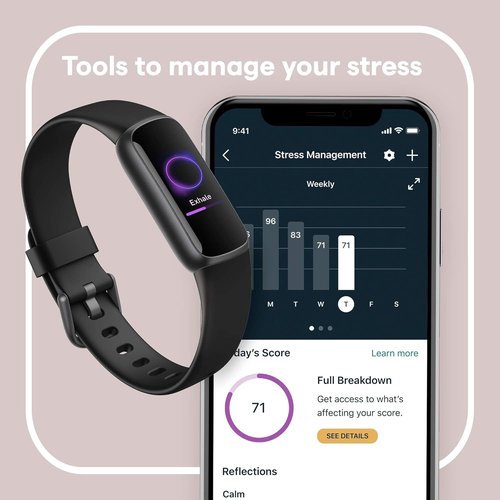 Fitbit Luxe Fitness Tracker - Stress Management & Sleep Tracking - Black/Graphite, One Size (S & L Bands Included)