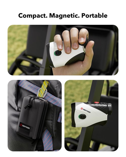 REDTIGER Golf Rangefinder with Slope Switch, 1200 Yards Range Finder Golfing, 7X Magnification, Flag Pole Locking Vibration, Rechargeable Range Finders with Magnet Stripe, GolfVue Series 1