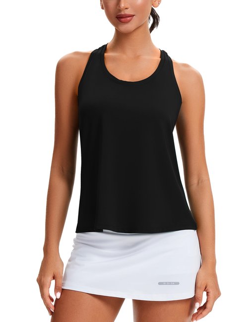 MathCat Women's Workout Tank Tops Racerback Sleeveless Tops Loose Fit Yoga Shirts Athletic Running Tank Top for Women Black
