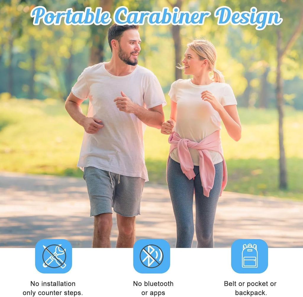 Simple Pedometer for Walking, Accurate Step Tracker with Carabiner, 3D Step Counter for Men Seniors