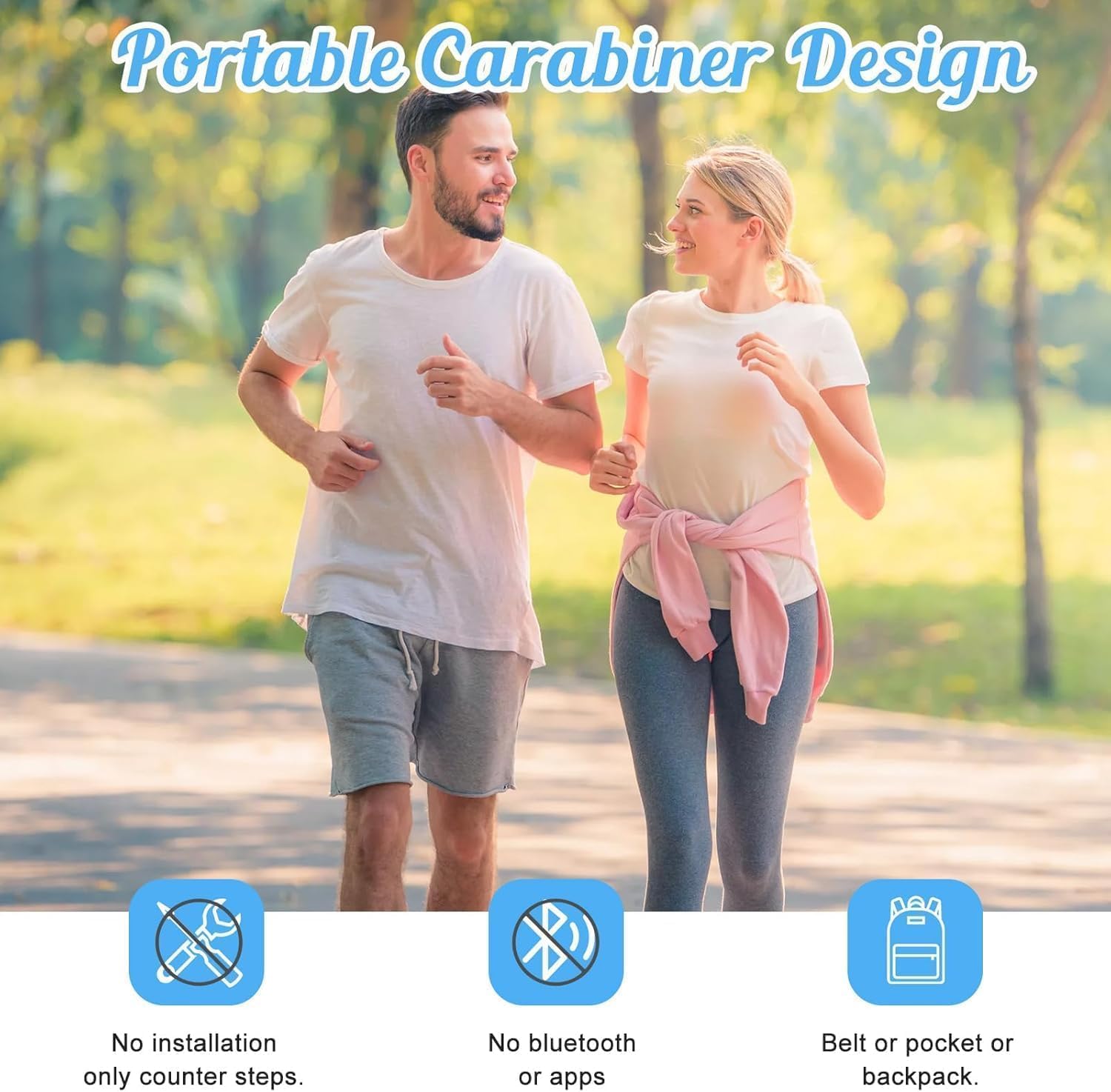 Skiennix Pedometer - Accurate Step Tracker with Carabiner | 3D Walking Counter for Men & Seniors