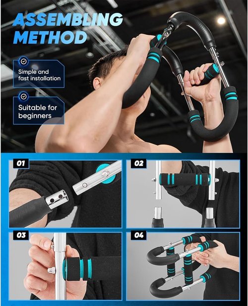 Twister Arm Trainer, 40-100lb Adjustable Chest Workout Equipment, Arm Trainer, Twister Arm Trainer, Portable Power Twister Bar, Detachable Design Fitness Anywhere (Blue)