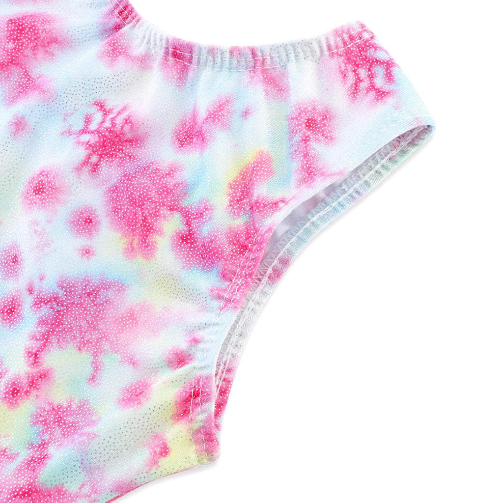 HOZIY Gymnastics Leotards for Girls Size 8-10 8-9 9-10 Years Tumbling Outfits Tie Dye Flower Floral Biketard Pink White Blue Yellow Dance Clothing Toddlers Sparkly