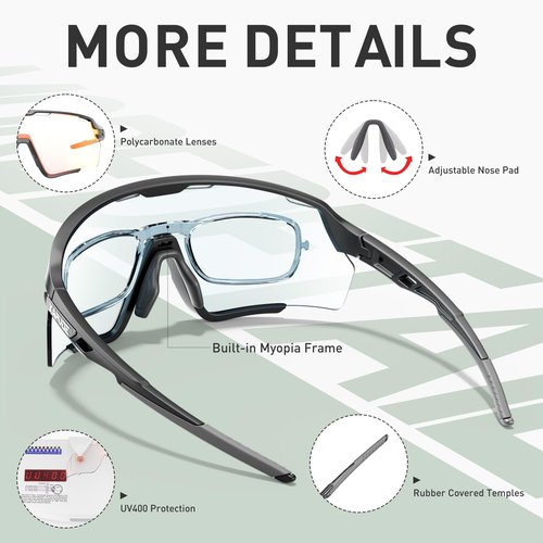 KAPVOE Photochromic Cycling Glasses Men Women Clear Mountain Bike Sunglasses MTB Bicycle Riding Sports Triathlon Running