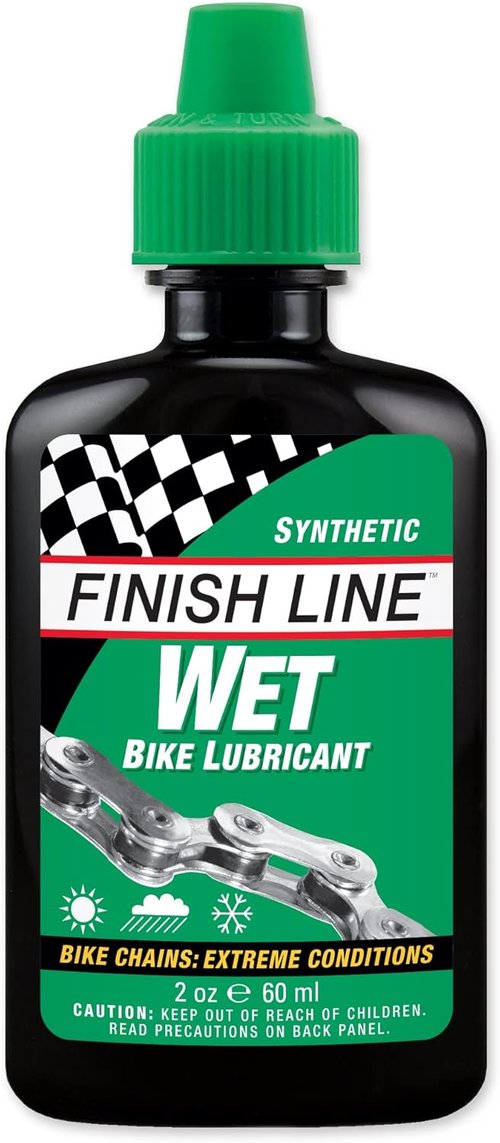 Finish Line Wet Bicycle Chain Lube - Long-Lasting Lubricant for Road, Mountain & Gravel Bikes - 2oz Drip Bottle