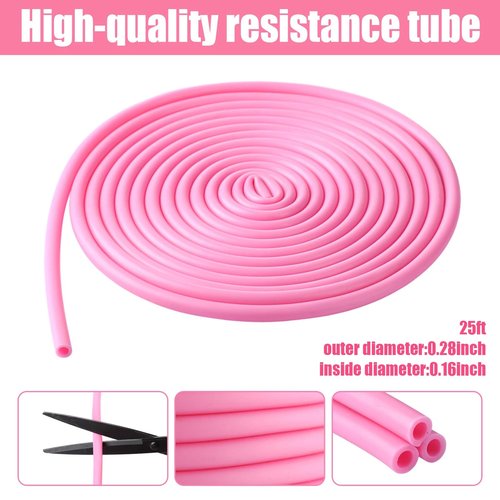 Teyva Daily 4 Roll Latex Resistance Tubes, 25 ft, Exercise Bands Professional Grade Strength Training Bands for Women Exercise, Lower Pilates, Training, Workout(Medium Level 2,Pink)