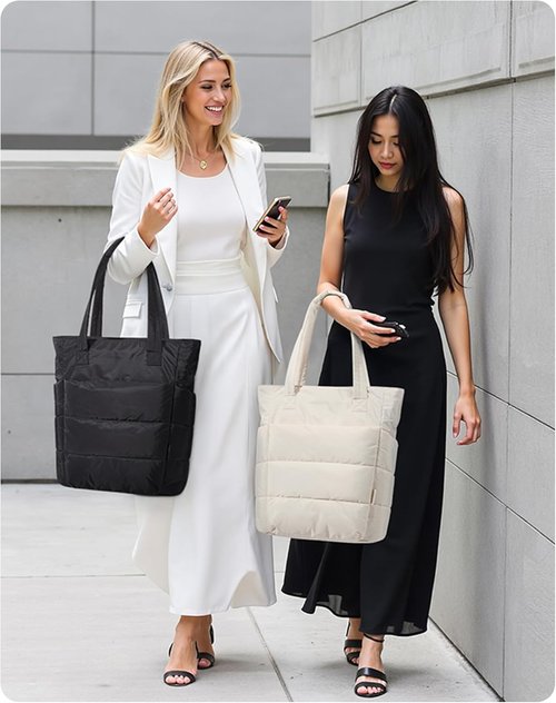 BAGSMART Lightweight Puffy Tote Bag for Women - Stylish Compartments & Versatile Shoulder Design