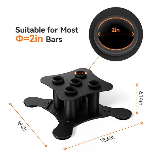 Vertical Barbell Storage Rack - 5-Bar Barbell Holder Floor Stand, 2-Inch Olympic/Curl Bar Compatible, with Protective Sleeve Inserts, Organizer for Home & Garage Gym