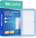Niceful Super Absorbent Wound Dressing 4" x 8" (10 Pcs) – Sterile Non Stick Gauze Pads for Wound Care, Heavy Exudate Large Bandages for Pressure Ulcers, Bedsores, Diabetic Foot Ulcers