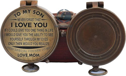 Personalized Son Gifts Compass with Leather Case Mom to Son Gifts – to My Son Love Mom – Mother to Son Gifts - Son Graduation Gifts, Son Birthday Gifts, Son Wedding Gifts