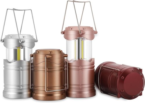 Lichamp LED Camping Lantern - 4 Pack Battery-Powered Flashlights for Emergencies | Portable & Collapsible