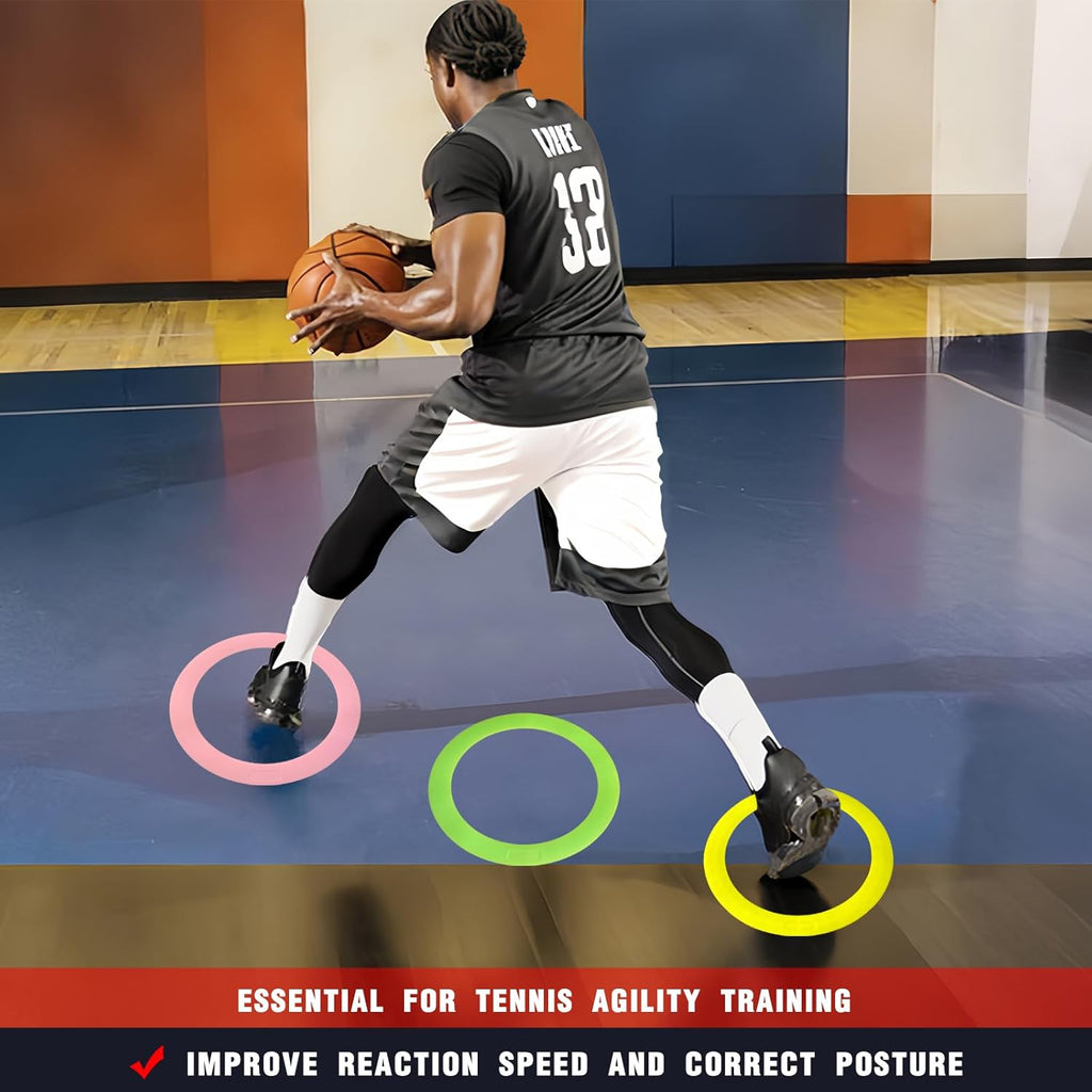 Skiennix Colorful Anti-Slip Speed Rings - 3 Pcs Agility Training Equipment for Basketball Skills