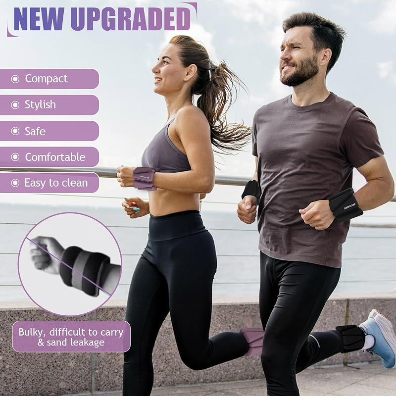 Ankle & Wrist Weights Set of 4 (2 lb Each) Adjustable for Exercise — BECOJADDE Deep Plum